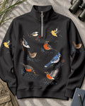 Backyard Birds Robin Blue Jay UPF50+ Spandex Quarter-Zip Stretch Sweatshirt