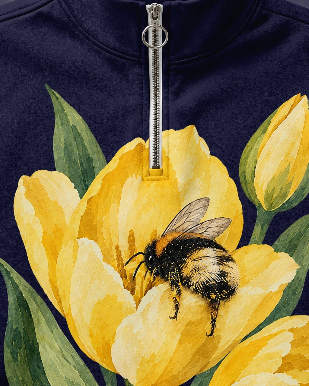 Tulip Bee Garden Quarter-Zip Stretch Sweatshirt Spandex UPF50+
