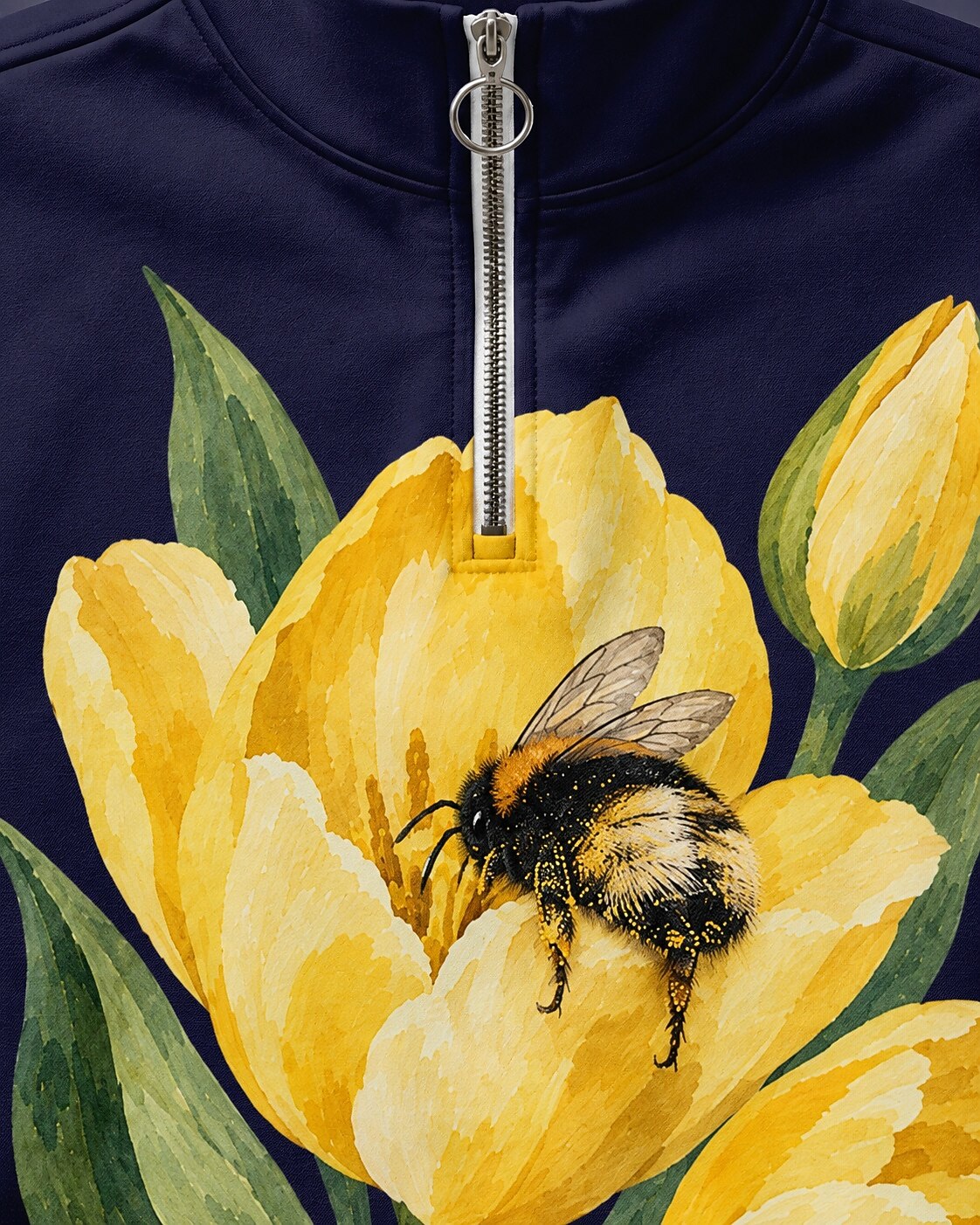 Tulip Bee Garden Quarter-Zip Stretch Sweatshirt Spandex UPF50+