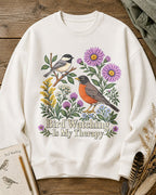 American Robin Chickadee Bird Watching Therapy Wildflower Sweatshirt