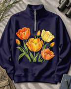 Tulip Bouquet Garden Quarter-Zip Stretch Sweatshirt Spandex UPF50+