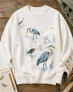 Wetland Herons Water Birds Birdwatching Graphic Sweatshirt