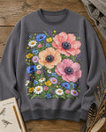 Poppy Wildflower Garden Floral Graphic Sweatshirt