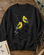 American Goldfinch Pair Berry Branch Backyard Bird Watching Sweatshirt