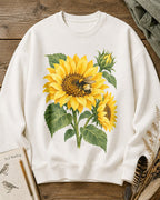 Sunflower Garden Frame Floral Botanical Graphic Sweatshirt