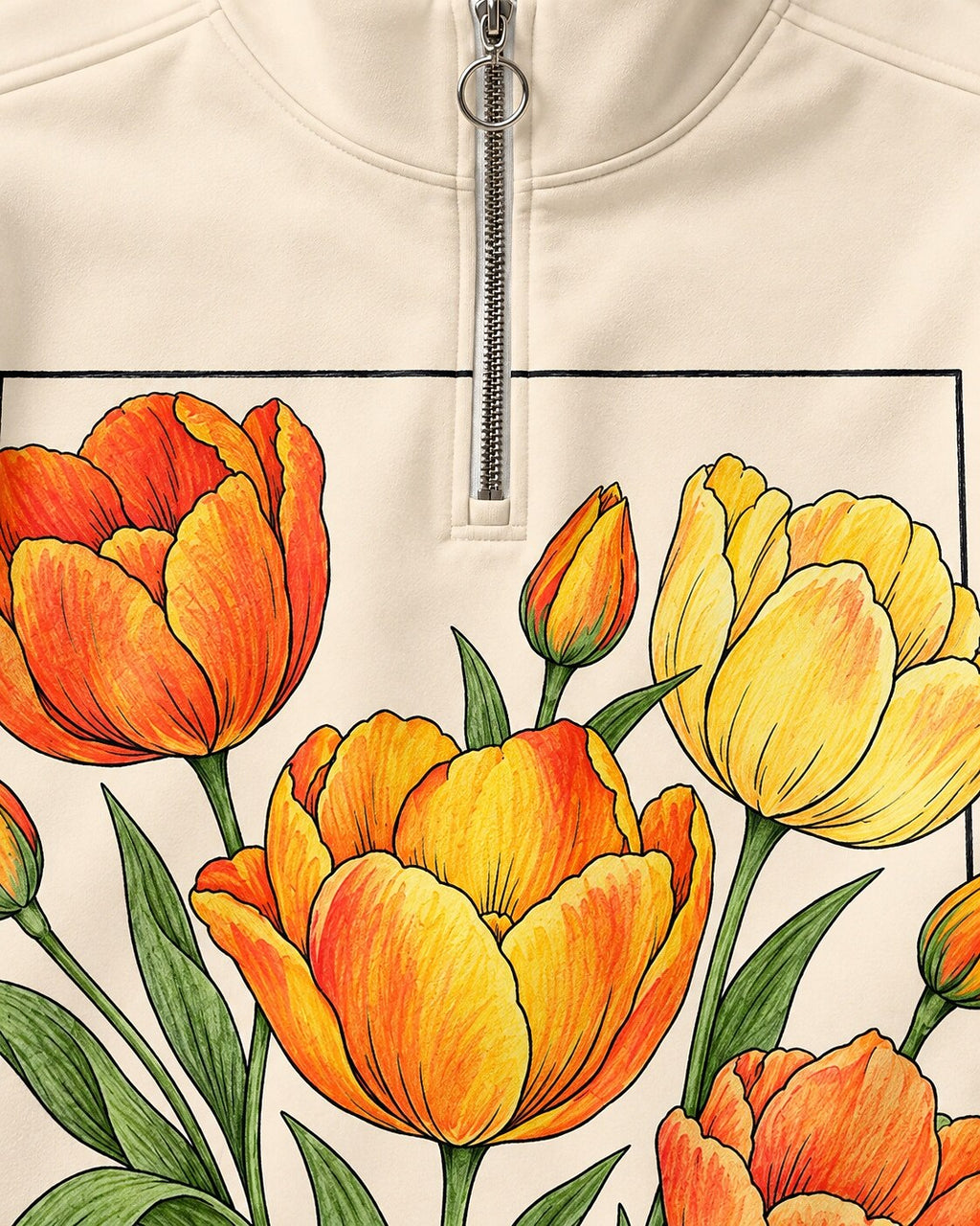 Tulip Bouquet Garden Quarter-Zip Stretch Sweatshirt Spandex UPF50+