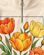 Tulip Bouquet Garden Quarter-Zip Stretch Sweatshirt Spandex UPF50+