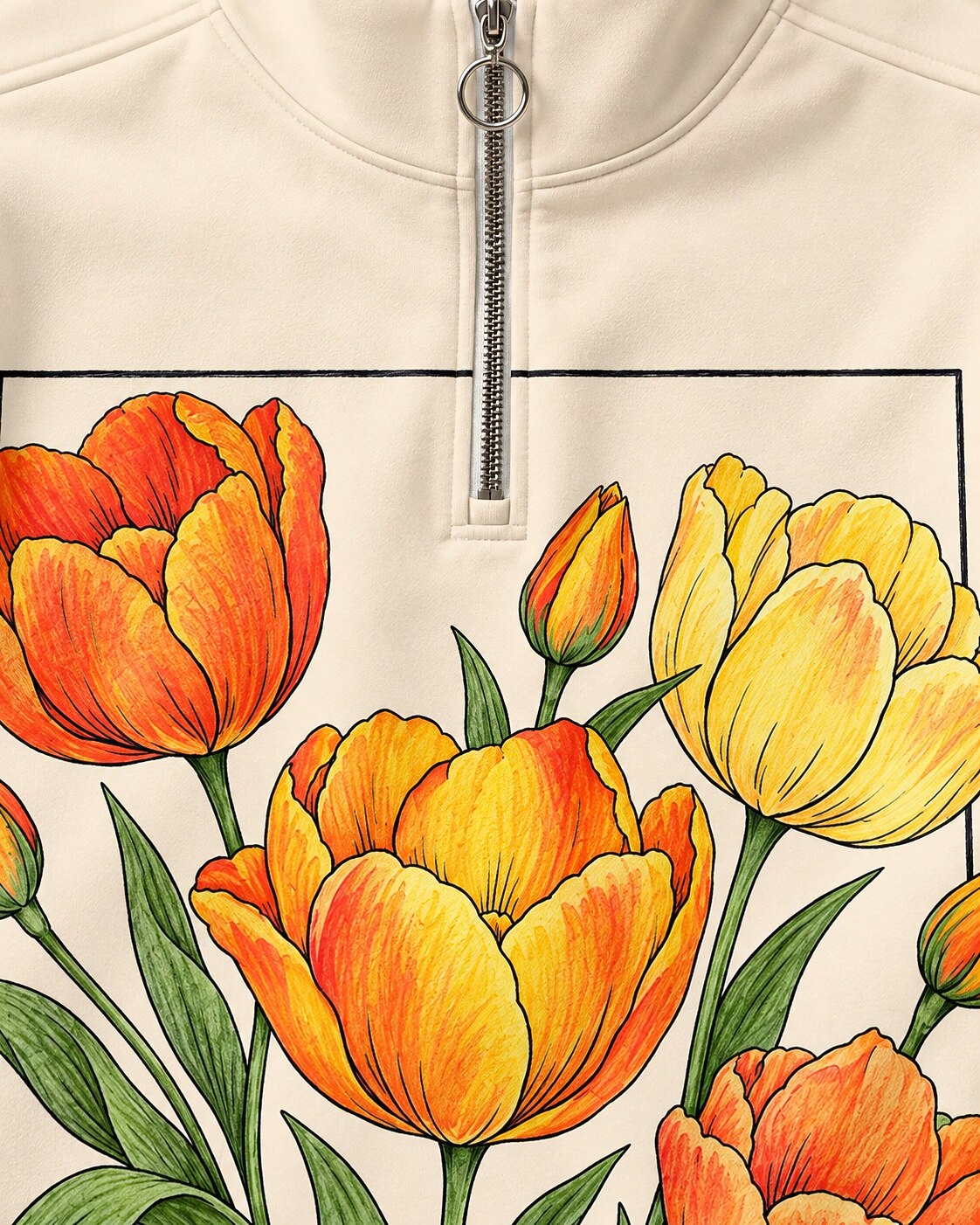 Tulip Bouquet Garden Quarter-Zip Stretch Sweatshirt Spandex UPF50+