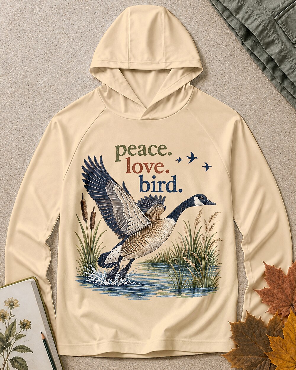 UPF 50+ Goose Taking Flight Wetland Sun Protection Hoodie for birdwatching enthusiasts – product image 5