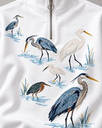 Heron Egret Kingfisher Water Birds UPF50+ Spandex Quarter-Zip Stretch Sweatshirt