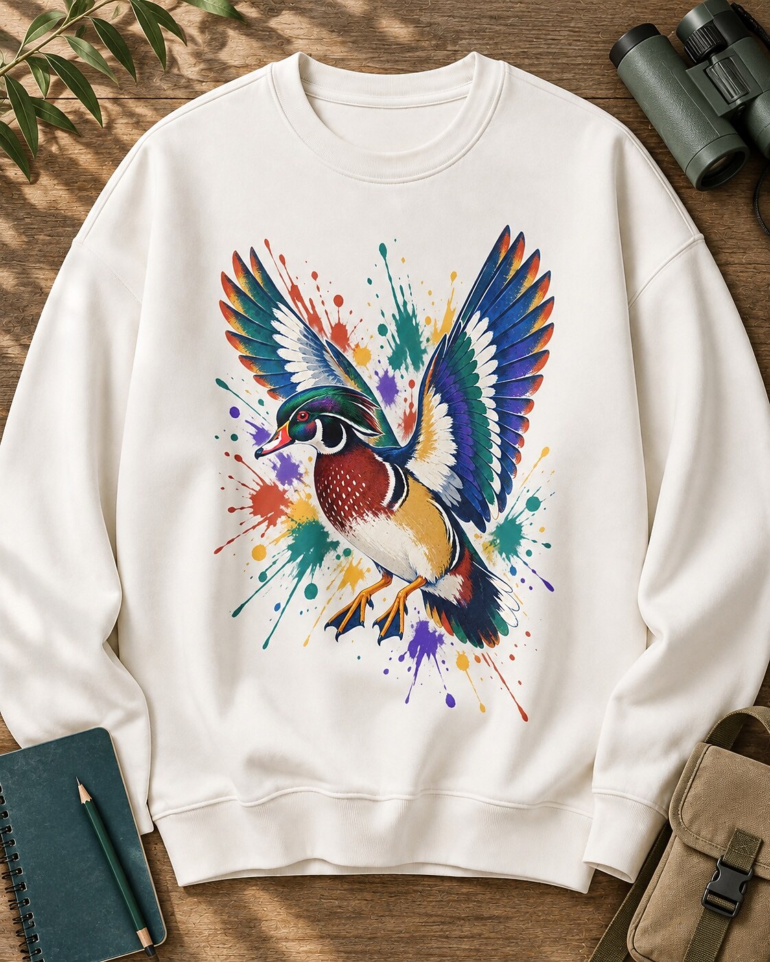 Wood Duck Colorful Wings Art Backyard Bird Watching Sweatshirt