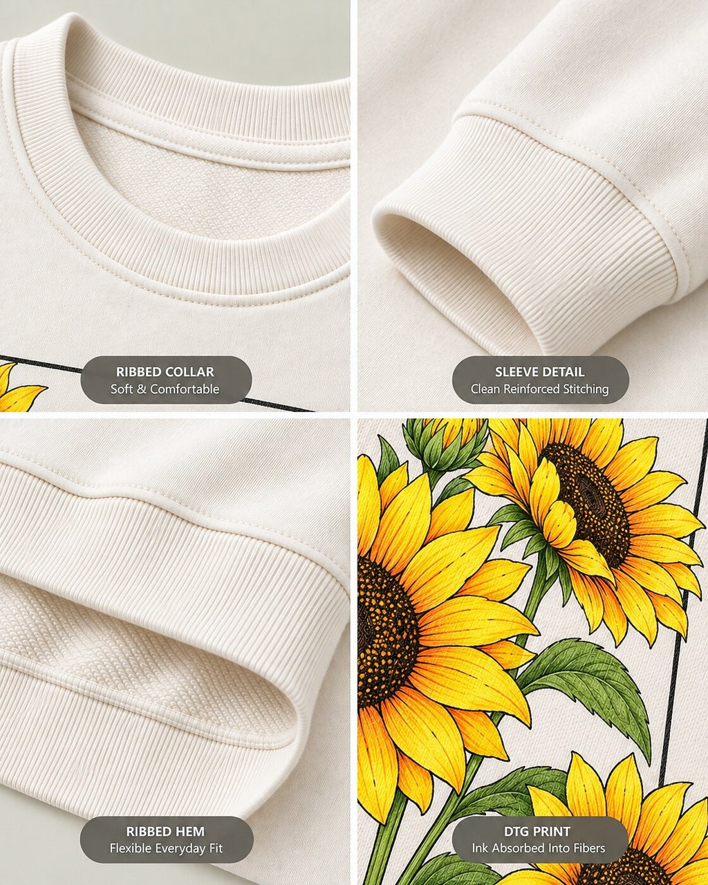 Sunflower Garden Frame Floral Graphic Sweatshirt