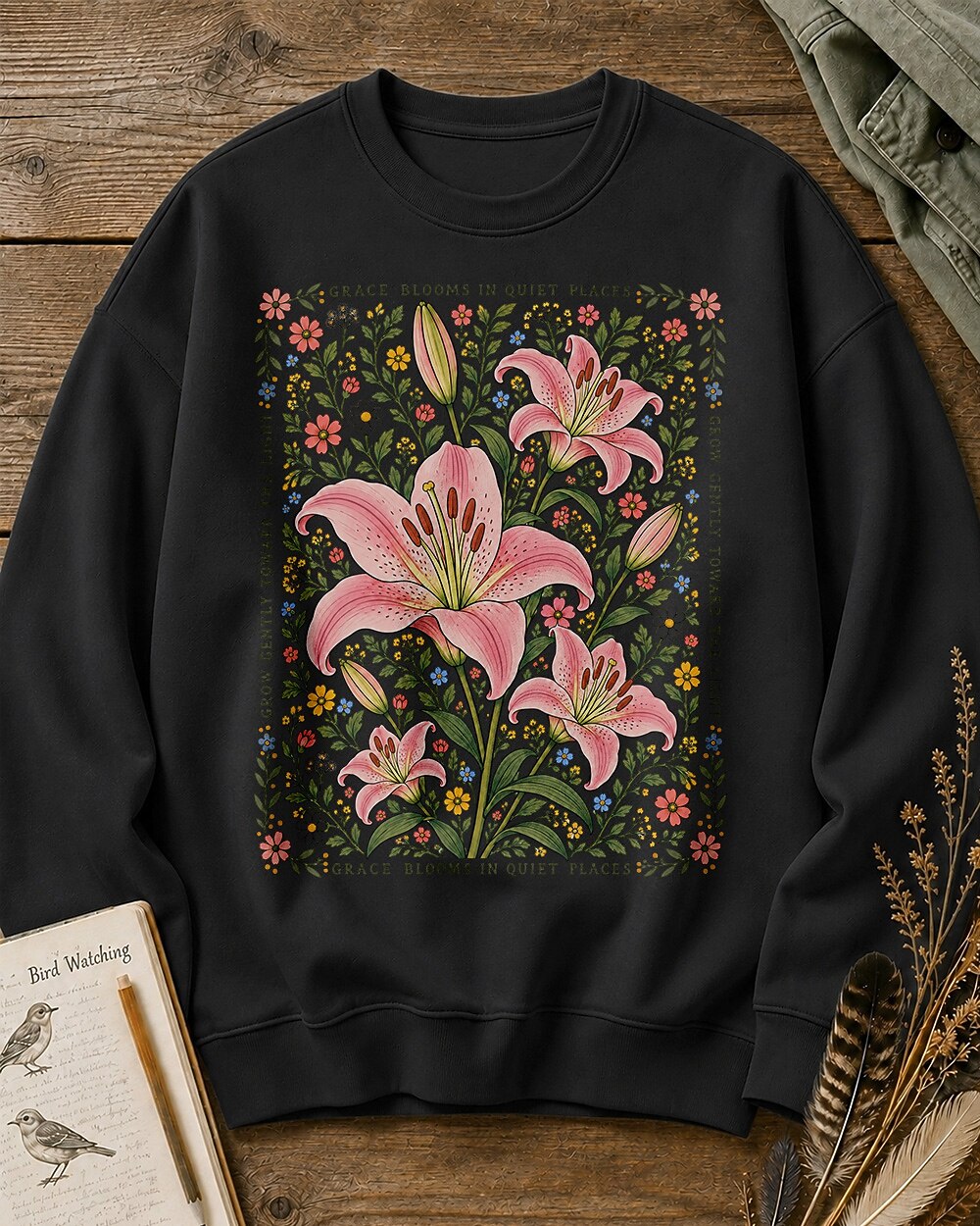 Pink Lily Wildflower Grace Blooms In Quiet Places Sweatshirt