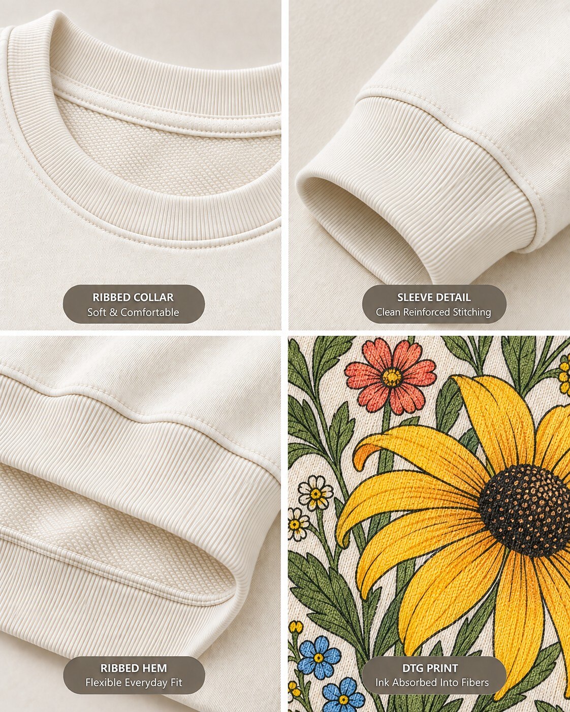 Black Eyed Susan Wildflower Golden Days Garden Sweatshirtxi