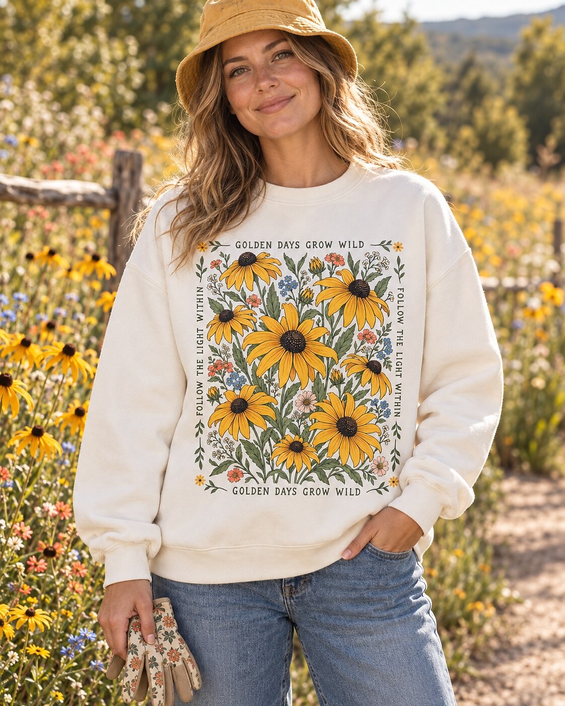 Black Eyed Susan Wildflower Golden Days Garden Sweatshirtxi