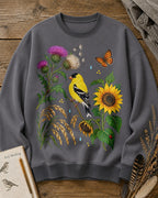 American Goldfinch Sunflower Thistle Wildflower Bird Watching Sweatshirt