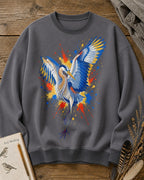 Great Blue Heron Colorful Wings Art Bird Watching Sweatshirt