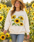 Sunflower Garden Frame Floral Graphic Sweatshirt