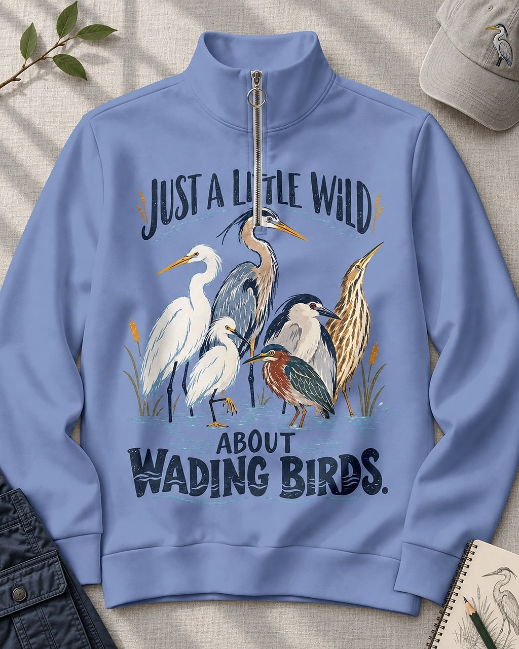 Wadina Birds Just A Little Wild UPF50+ Spandex Quarter-Zip Stretch Sweatshirt