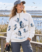 Flying Great Blue Herons UPF50+ Spandex Quarter-Zip Stretch Sweatshirt