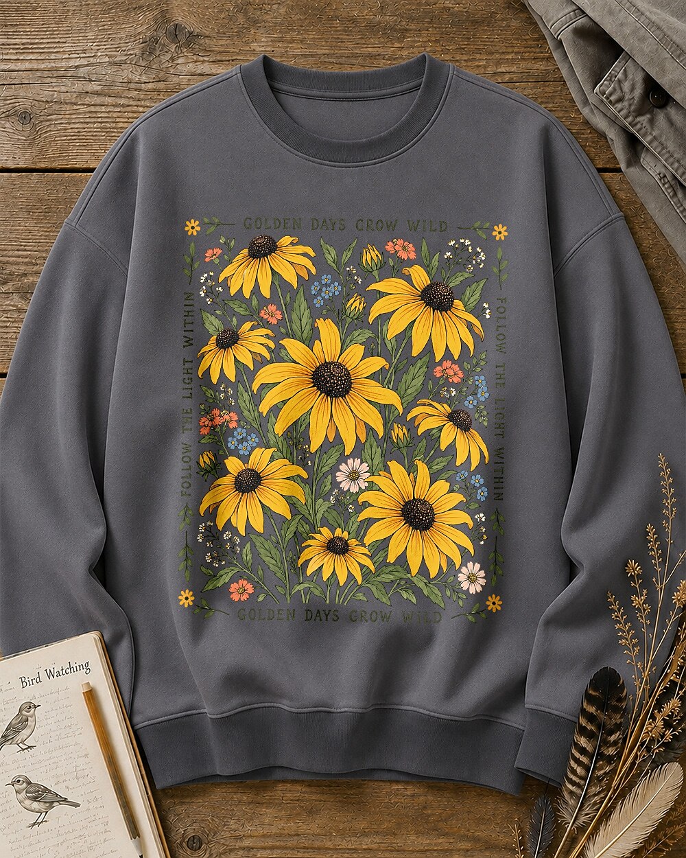 Black Eyed Susan Wildflower Golden Days Garden Sweatshirtxi