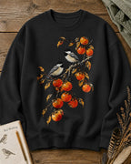 Black Capped Chickadee Persimmon Branch Autumn Bird Watching Sweatshirt