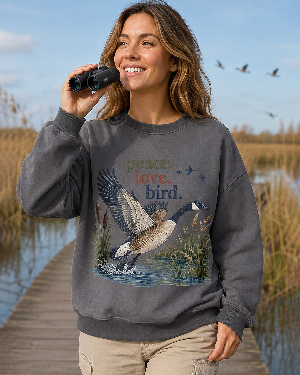 Goose Taking Flight Wetland Water Bird Sweatshirt