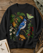 Blue Jay Oak Acorn Holly Berry Bird Watching Sweatshirt