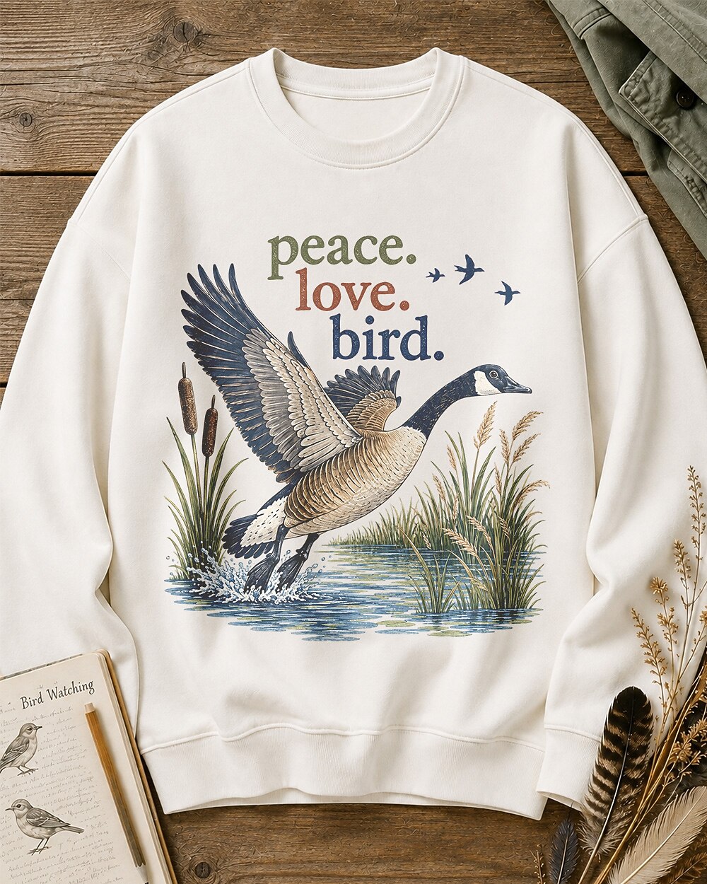 Goose Taking Flight Wetland Water Bird Sweatshirt