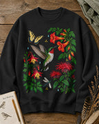 Ruby Throated Hummingbird Wildflower Garden Bird Watching Sweatshirt