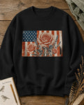 American Flag Rose Vintage Botanical Garden Sweatshirt