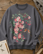 American Robin Pair Apple Blossom Backyard Bird Watching Sweatshirt