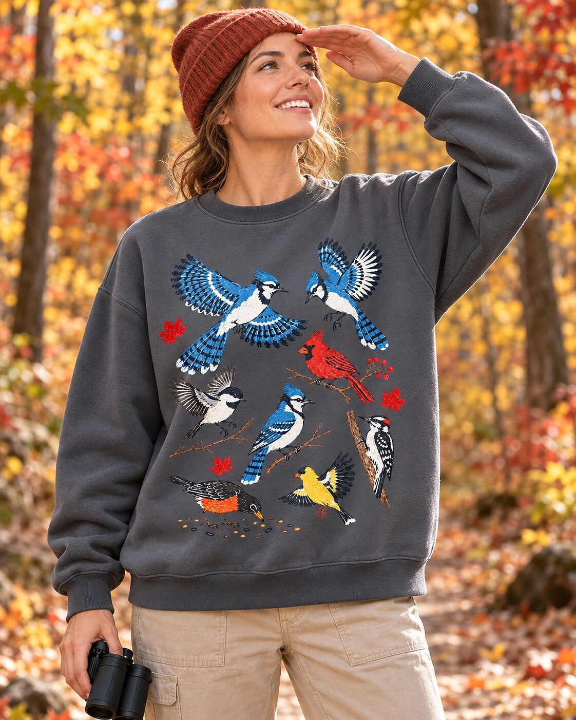 Autumn Songbirds Birdwatching Graphic Sweatshirt