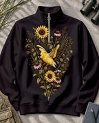 American Goldfinch Sunflower Wildflower UPF50+ Spandex Quarter-Zip Stretch Sweatshirt