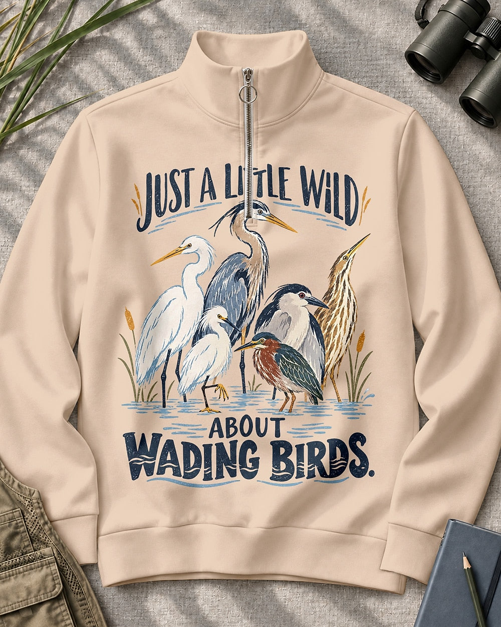 Wadina Birds Just A Little Wild UPF50+ Spandex Quarter-Zip Stretch Sweatshirt