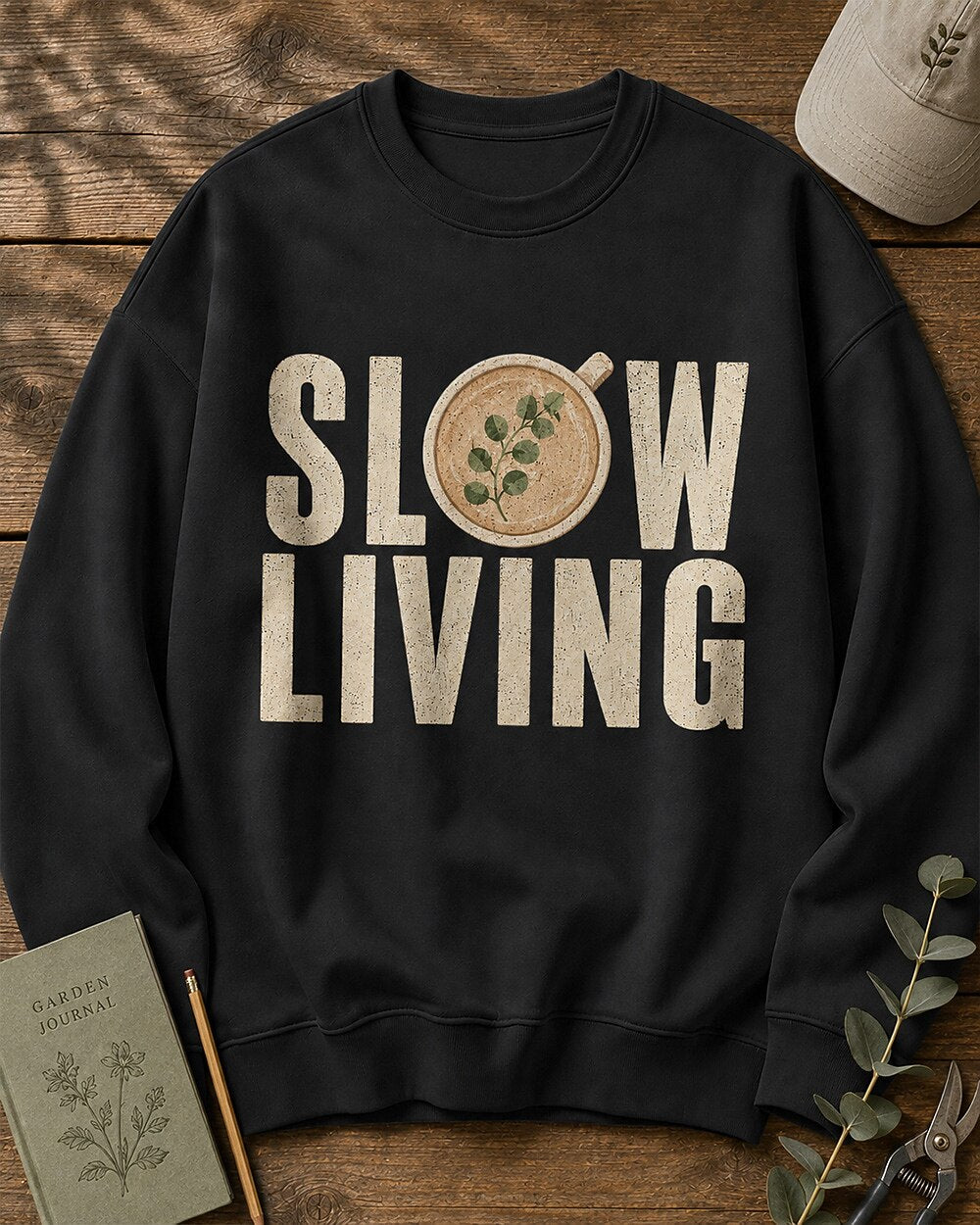 Slow Living Potted Herb Botanical Gardening Sweatshirt