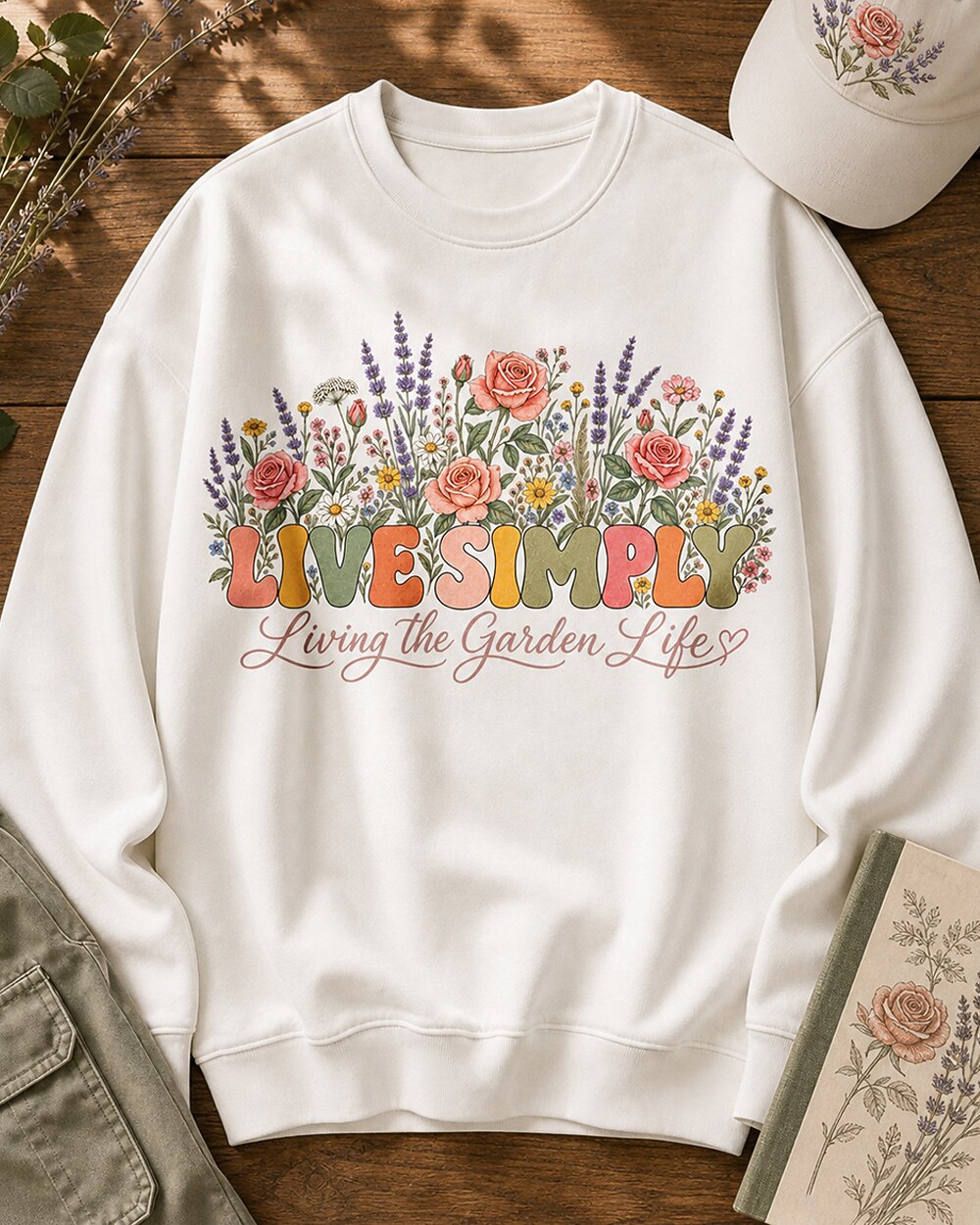 Rose Lavender Live Simply Garden Life Sweatshirt
