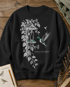 Hummingbird Feeder Trumpet Flowers Garden Backyard Bird Watching Sweatshirt
