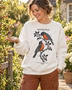 American Robin Pair Winterberry Branch Backyard Bird Watching Sweatshirt