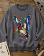 Wood Duck Colorful Wings Art Backyard Bird Watching Sweatshirt