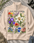 Language of Blooms Garden Quarter-Zip Stretch Sweatshirt Spandex UPF50+