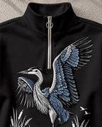 Great Blue Heron Wetland UPF50+ Spandex Quarter-Zip Stretch Sweatshirt