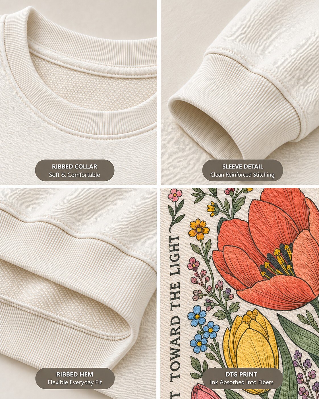 Colorful Tulip Wildflower Bloom Bravely Garden Sweatshirt