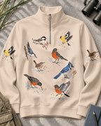 Backyard Birds Robin Blue Jay UPF50+ Spandex Quarter-Zip Stretch Sweatshirt