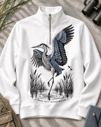 Great Blue Heron Wetland UPF50+ Spandex Quarter-Zip Stretch Sweatshirt