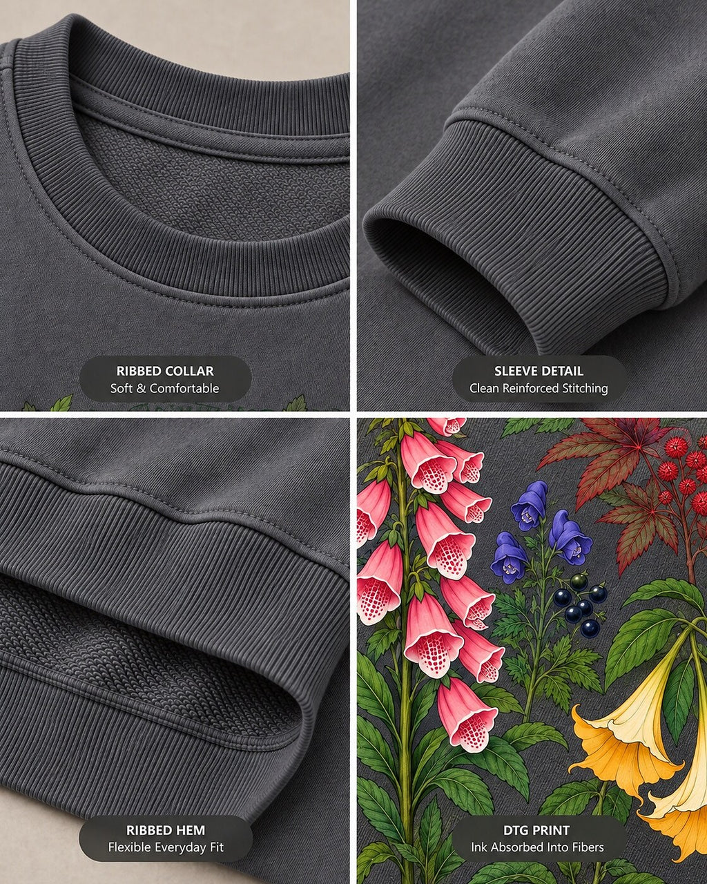 Poison Garden Botanical Floral Graphic Sweatshirt