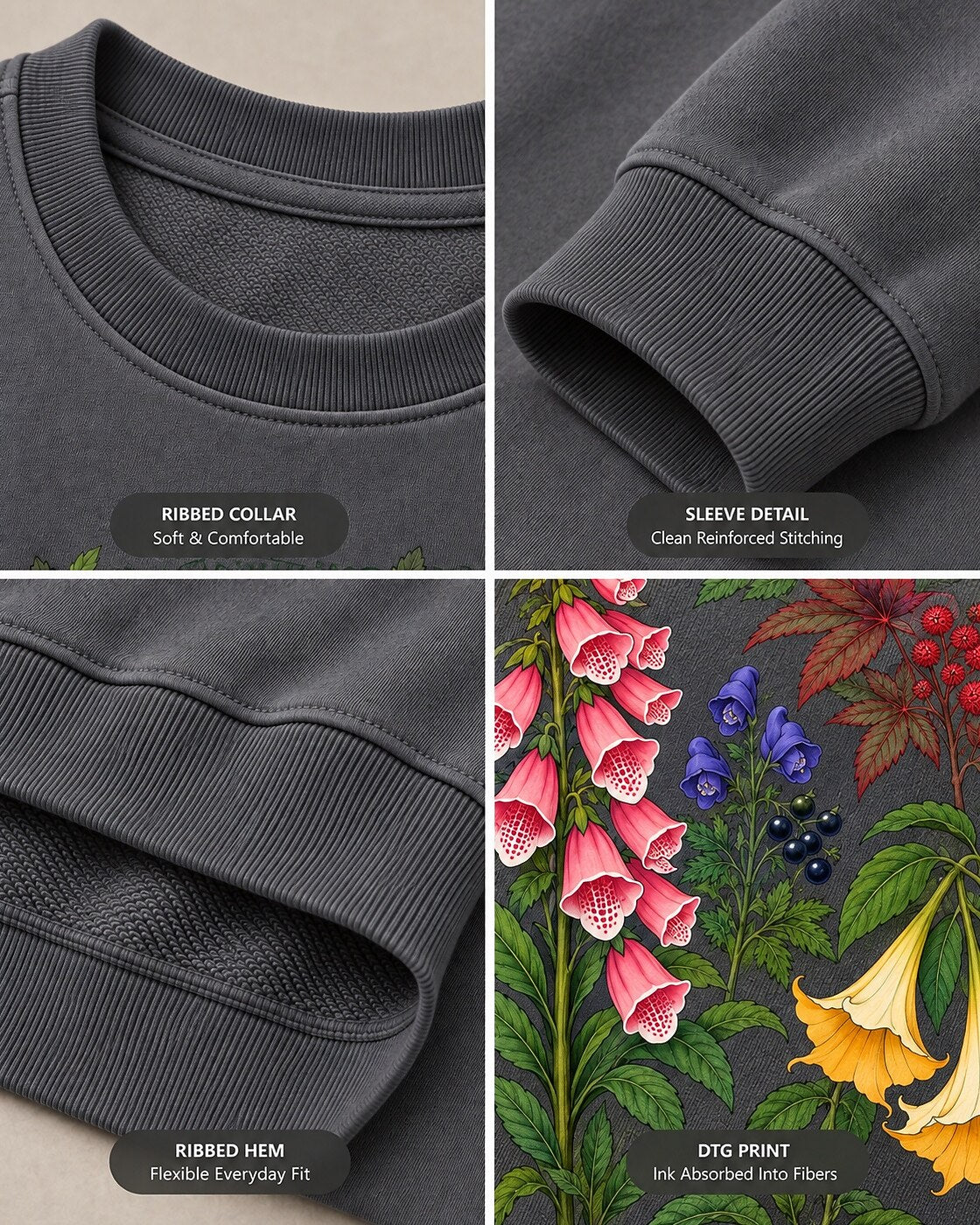 Poison Garden Botanical Floral Graphic Sweatshirt