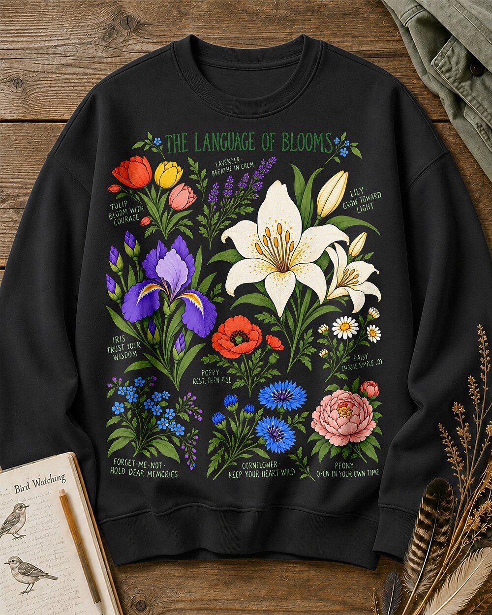 Lanquage of Flowers Botanical Garden Graphic Sweatshirt