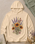 UPF 50+ Lavender Coneflower Cottage Garden Sun Hoodie for garden and nature lovers – product image 1