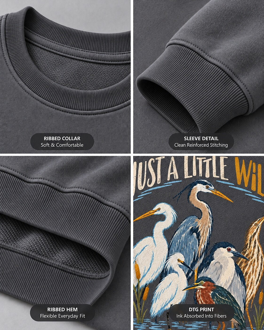 Wading Birds Just A Little Wild Graphic Sweatshirt